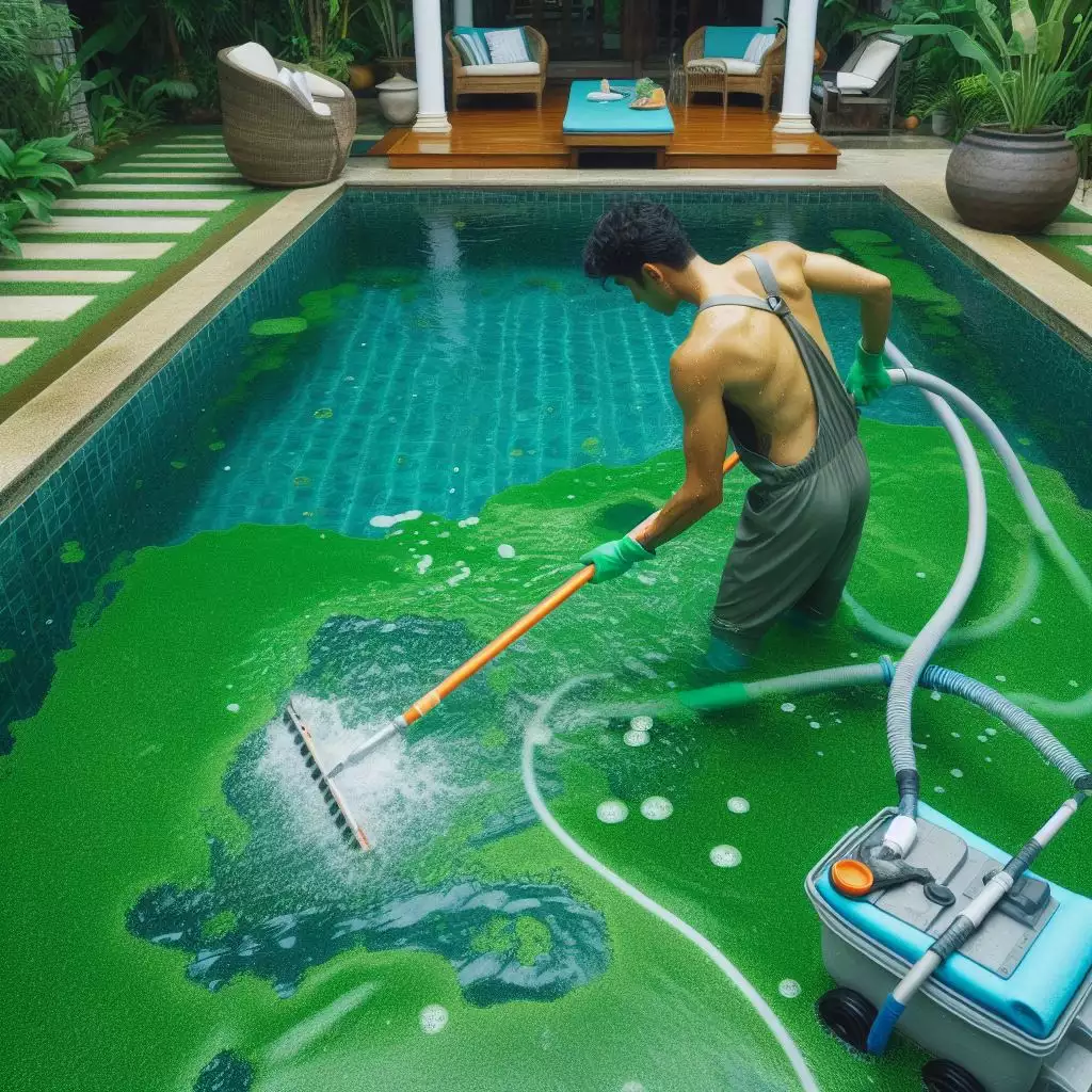 Algae removal in swimming pool